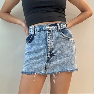 vintage distressed denim mini skirt